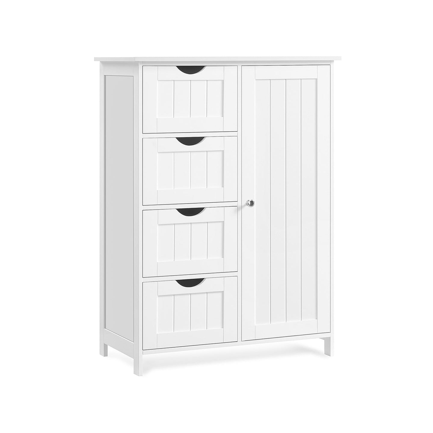 Bathroom Floor Storage Cabinet - Wood - Cloud White - 4 Drawers and Adjustable Shelf