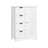 Bathroom Floor Storage Cabinet - Wood - Cloud White - 4 Drawers and Adjustable Shelf
