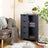 Bathroom Floor Storage Cabinet - White Wood - Grey - 4 Drawers and 1 Wardrobe Compartment