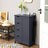 Bathroom Floor Storage Cabinet - White Wood - Grey - 4 Drawers and 1 Wardrobe Compartment