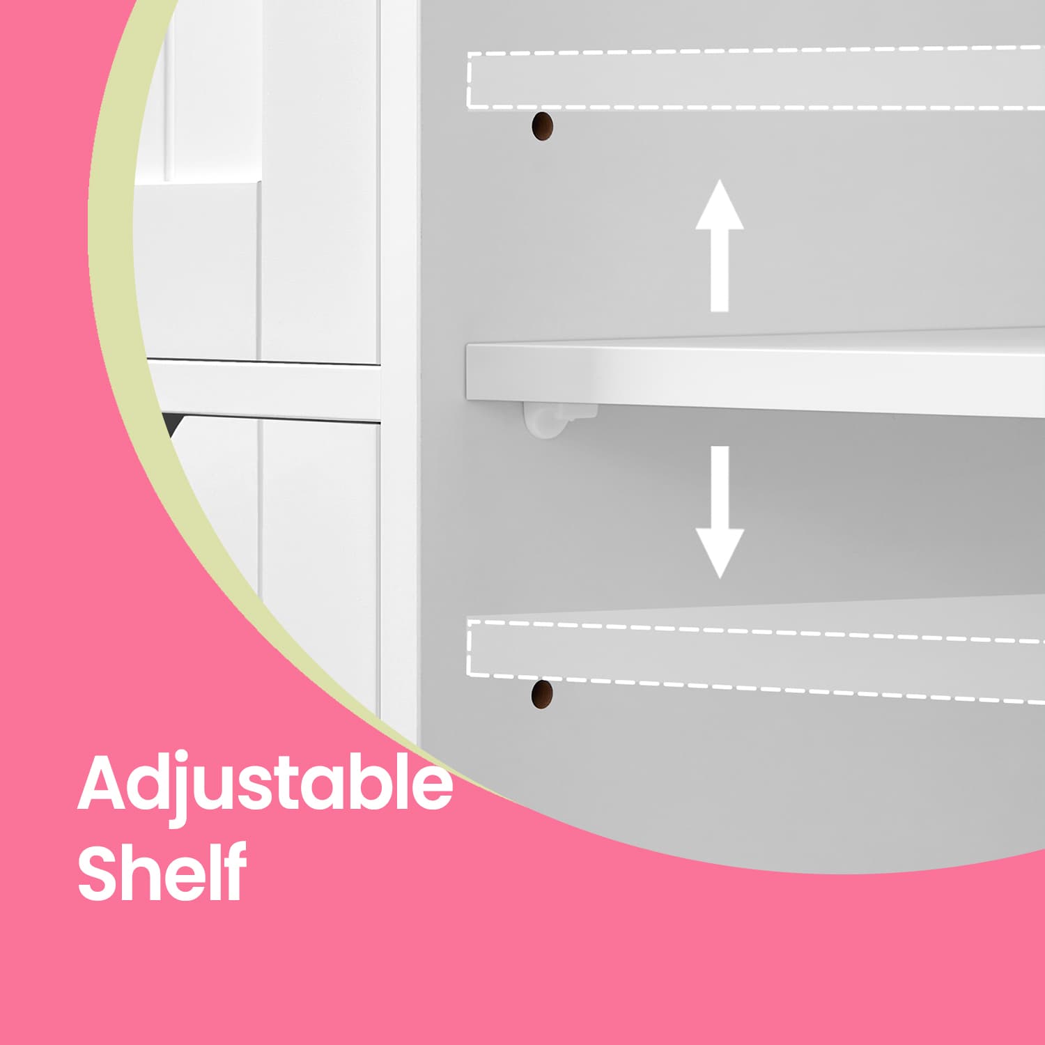 Bathroom Floor Storage Cabinet - Wood - Cloud White - Freestanding with 4 Drawers and 1 Door