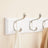 Wall-Mounted Coat Rack - 4 Hooks - Wood - White and Silver