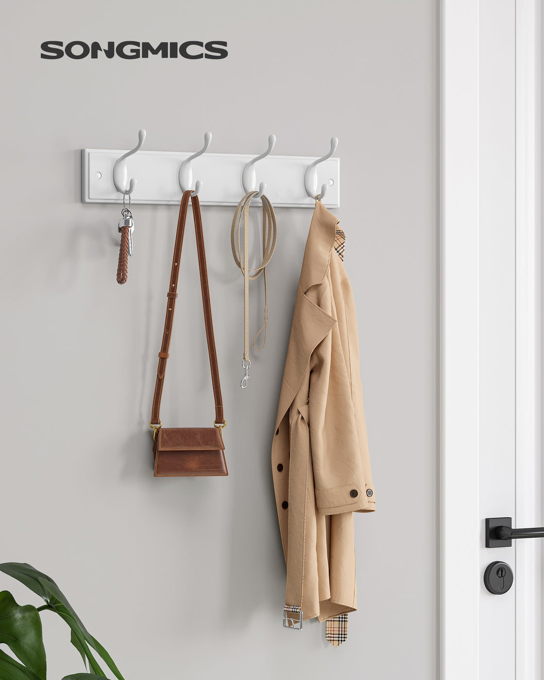 Set of 2 Wall-Mounted Metal Coat Racks Cloud - MDF and Zinc Alloy - White
