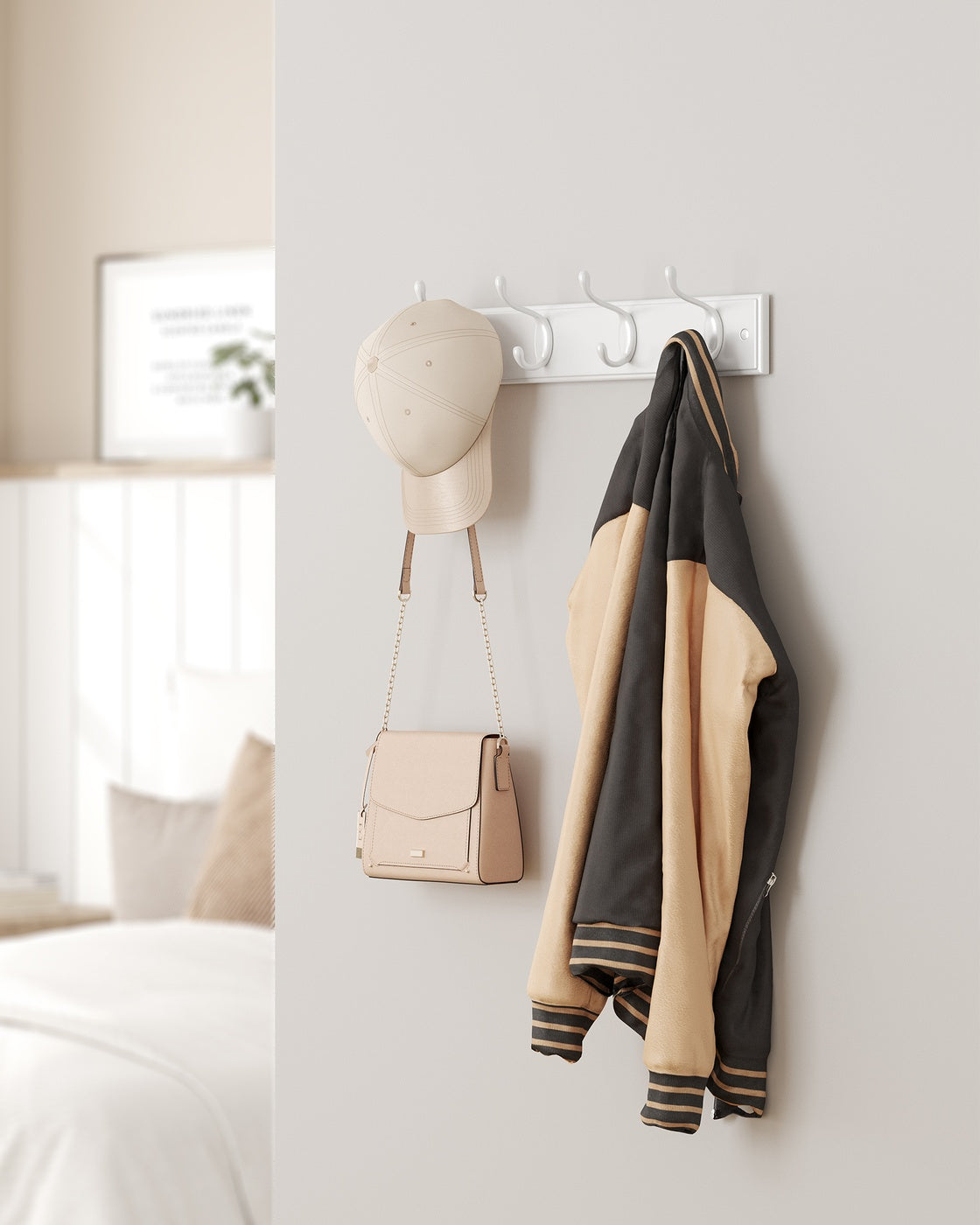 Set of 2 Wall-Mounted Metal Coat Racks Cloud - MDF and Zinc Alloy - White