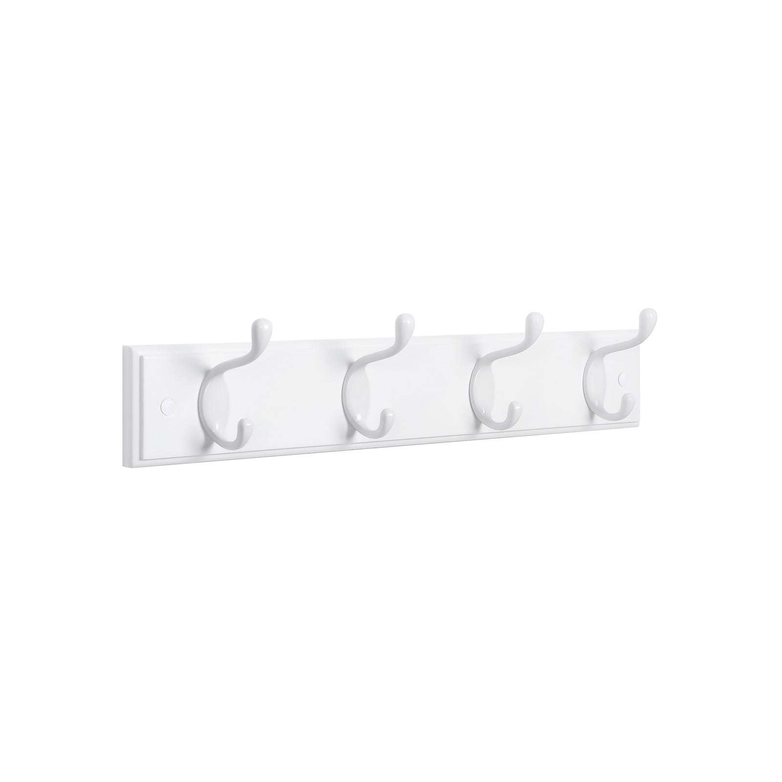 Wall-Mounted Coat Rack - 4 Metal Hooks - Wood - White