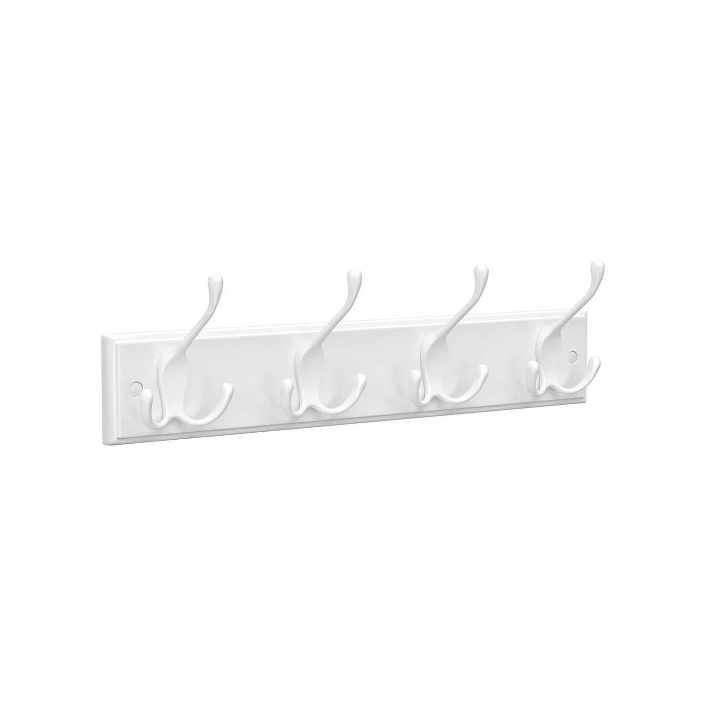 Wall Mounted Coat Rack - Metal - White - 4 Tri-Hooks for Entryway and Bathroom