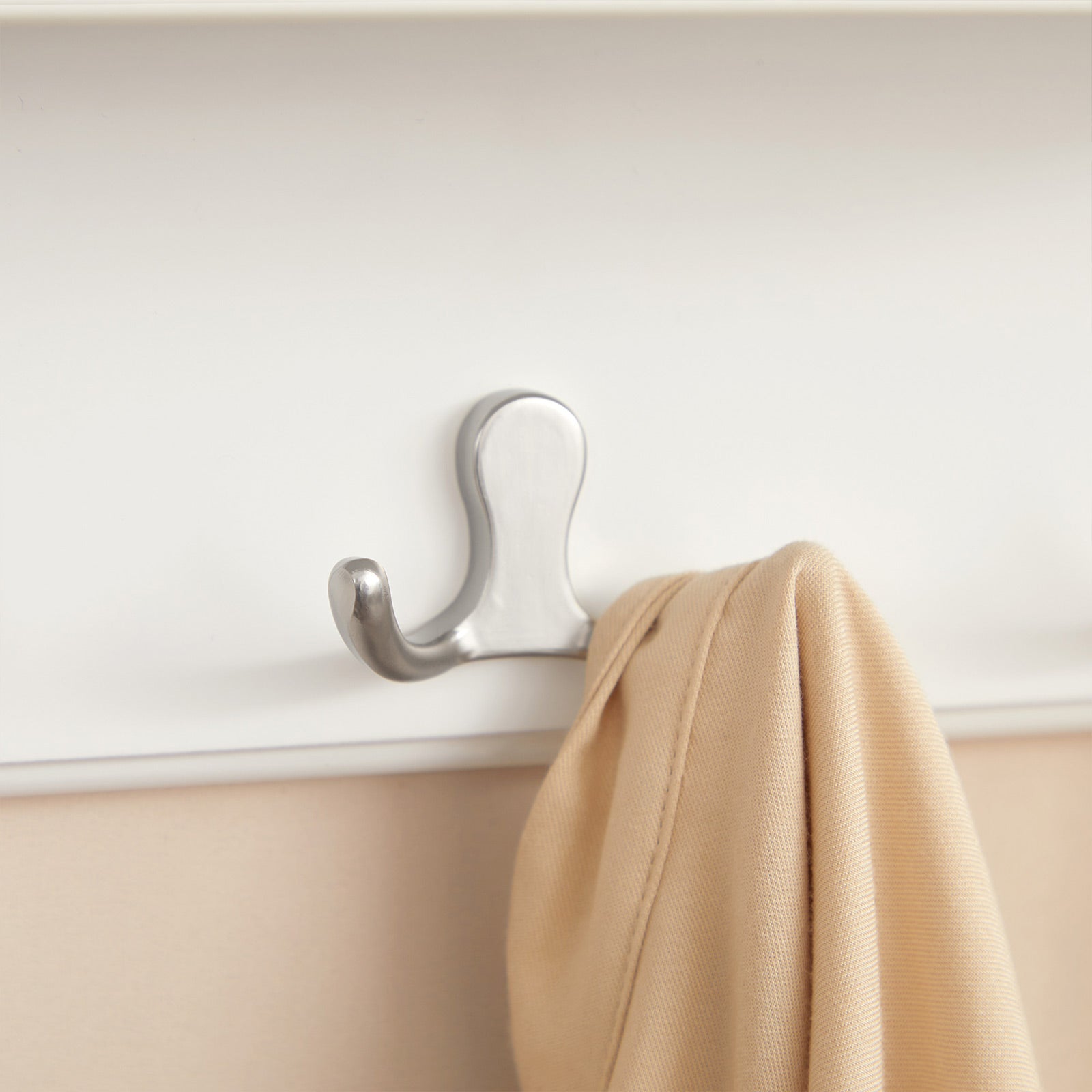 Wall-Mounted Coat Rack - Wooden - White - 4 Dual Hooks with Shelf