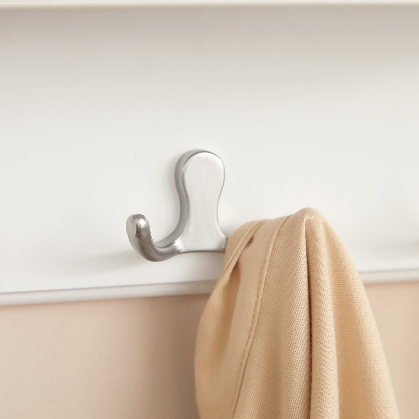 Wall-Mounted Coat Rack - Wooden - White - 4 Dual Hooks with Shelf