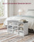 Storage Bench - Wood - White - Padded Seat with Adjustable Shelves and 9 Compartment Storage