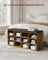 Shoe Bench - Wood - Classic White - Padded Seat with 12 Adjustable Compartments