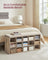 Shoe Bench - Wood - Camel Brown - 15 Open Storage Compartments with Cushion