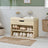 Shoe Storage Bench - Wood - Natural Beige - Cushioned Seat with 3 Storage Compartments