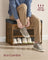 Shoe Bench - Wood - Rustic Brown - Cushioned Seating with 3 Compartments