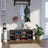 Shoe Bench - Wood - Rustic Brown - 10 Compartments with Cushion