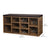 Shoe Bench - Wood - Rustic Brown - 10 Compartments with Cushion