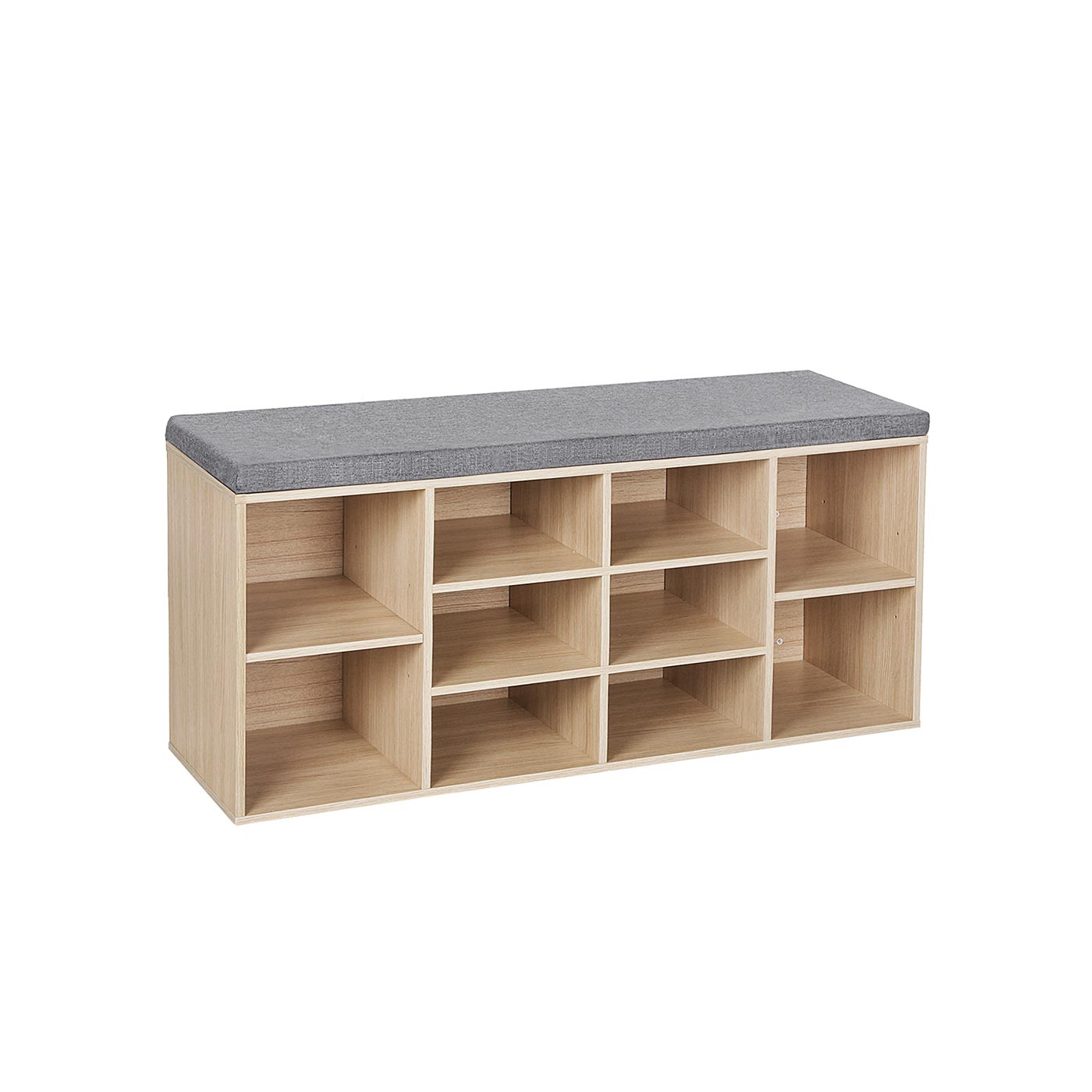 10 Compartments Shoe Bench - E1-Grade Chipboard Panel - Oak