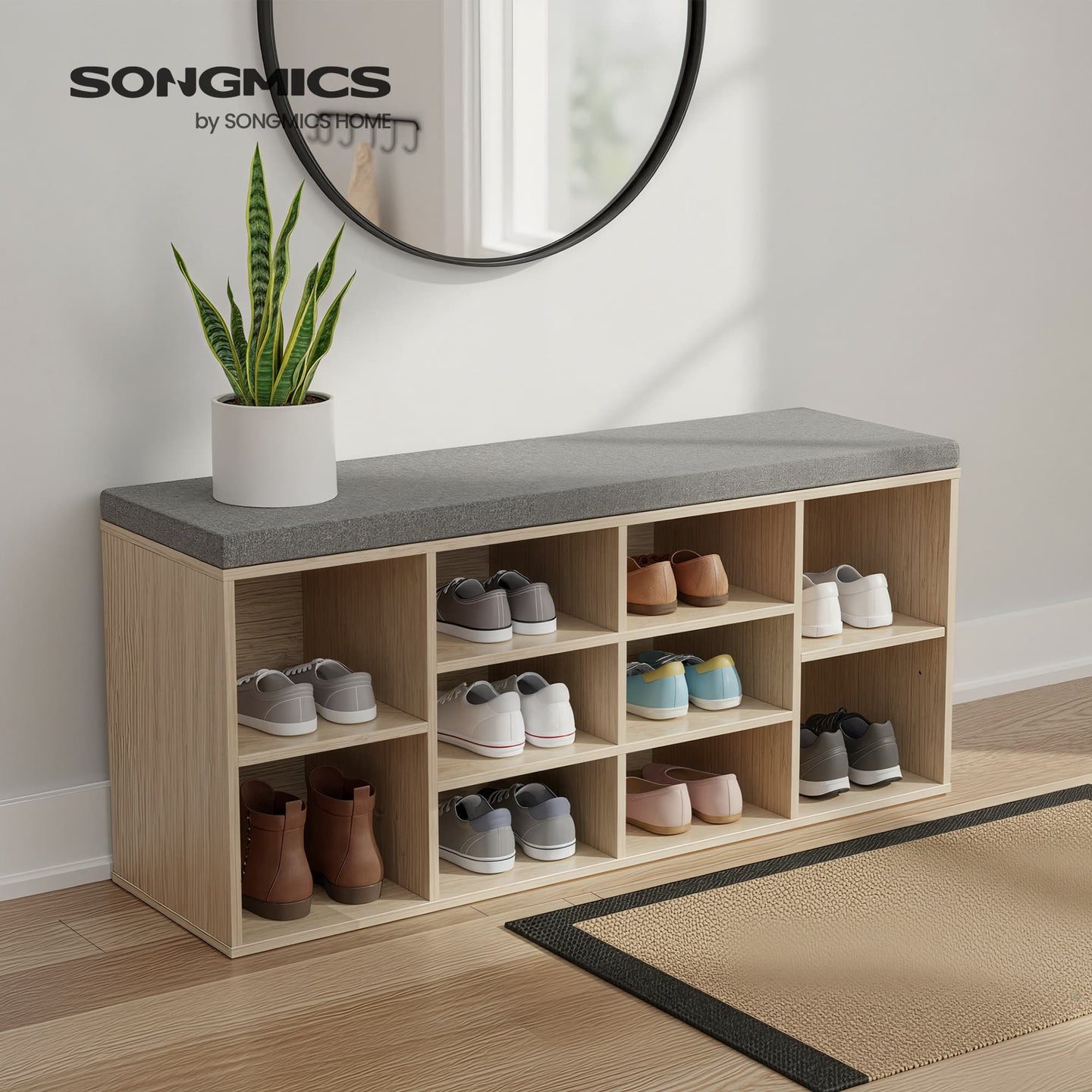 Entryway Storage Bench - White - Wooden