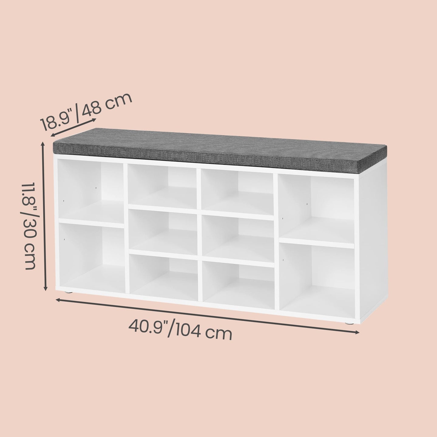 Entryway Storage Bench - White - Wooden