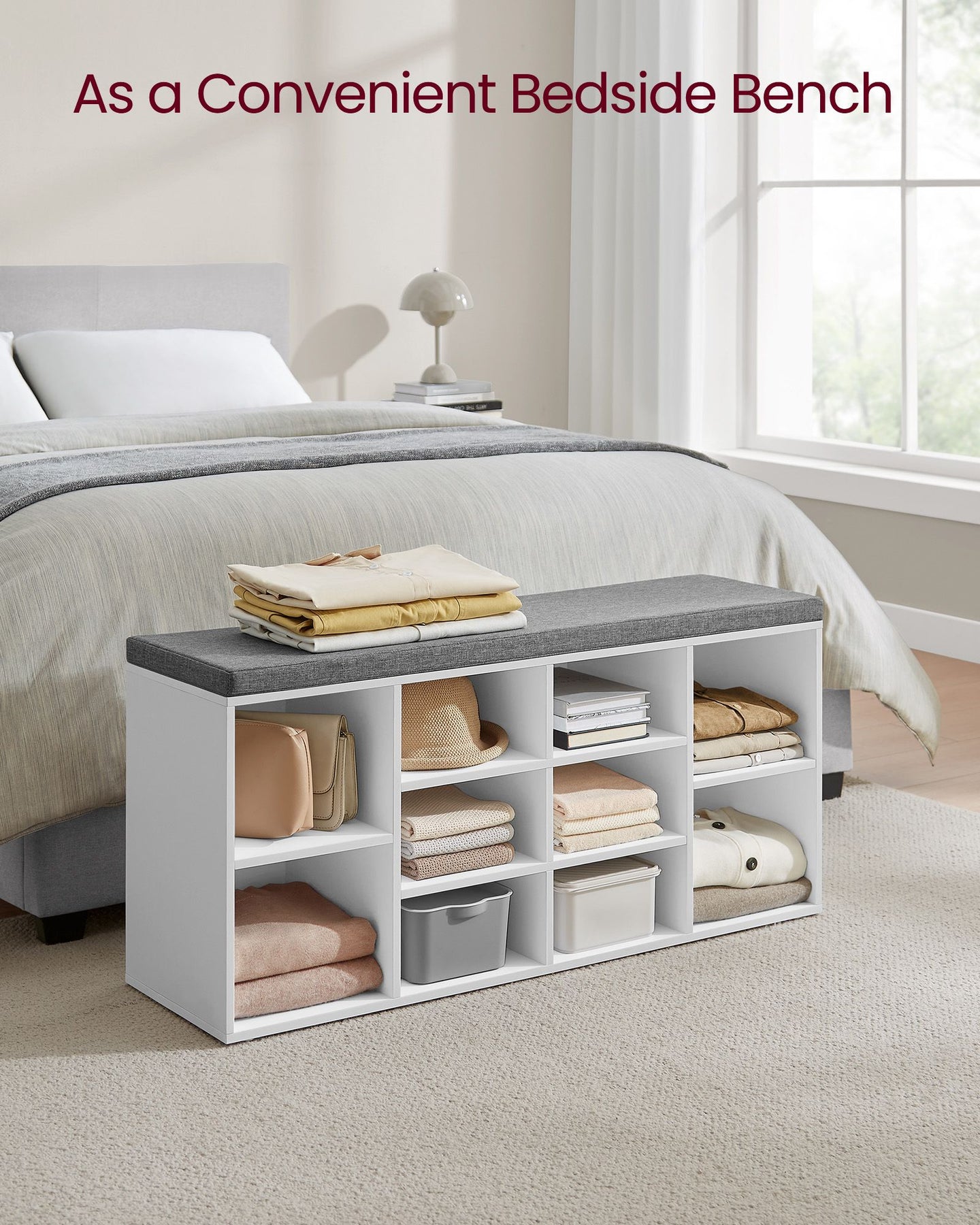 Shoe Bench Storage Cabinet - chipboard - White
