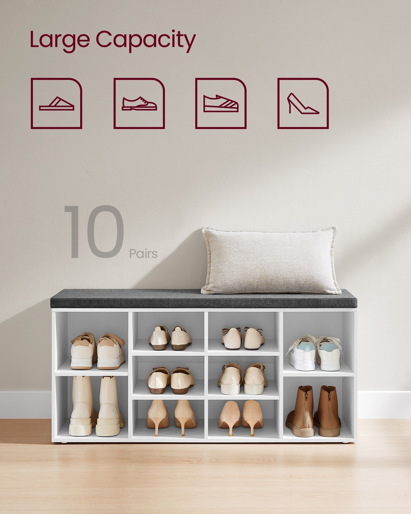 Shoe Bench - White - Wooden