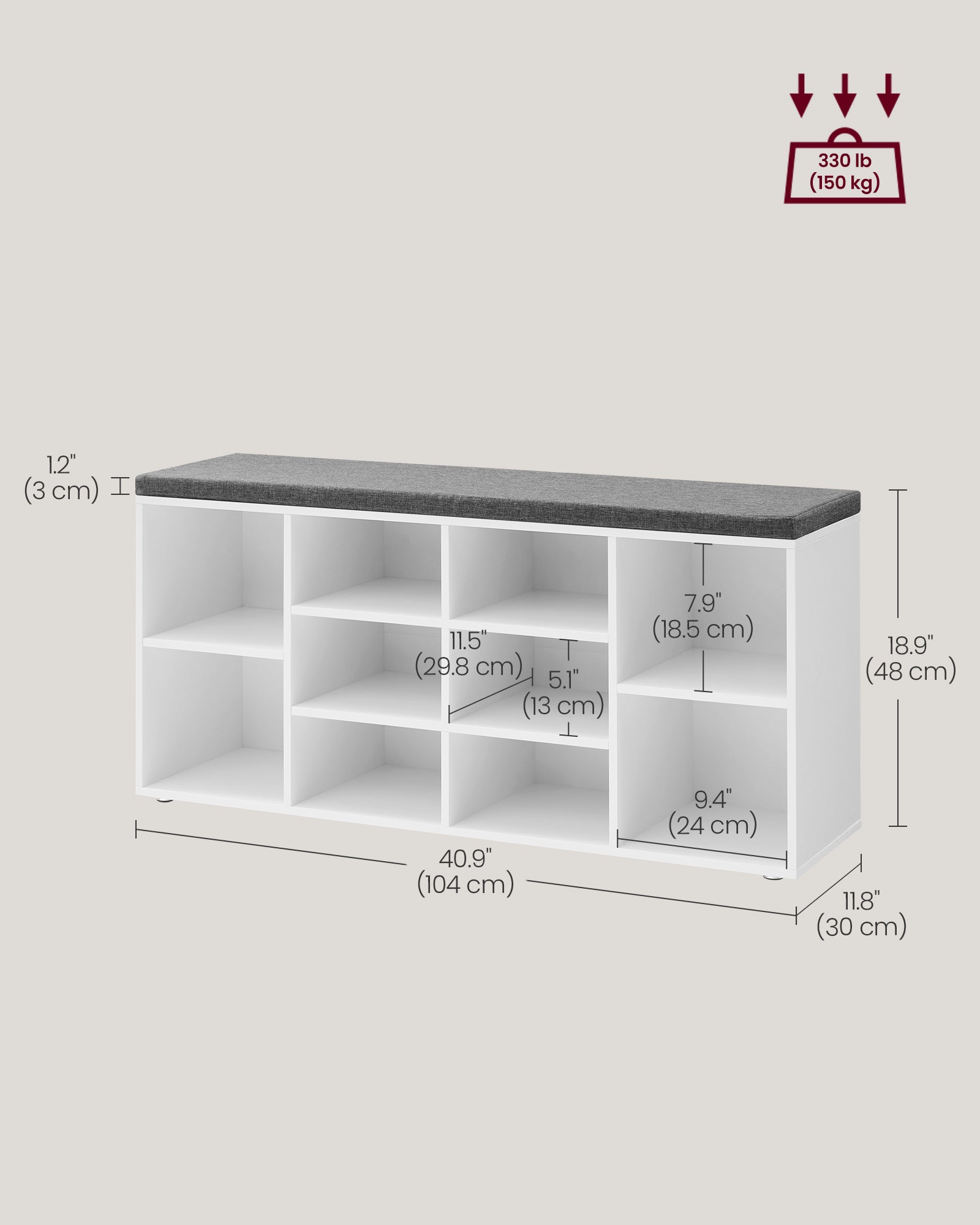 Shoe Bench Storage Cabinet - chipboard - White