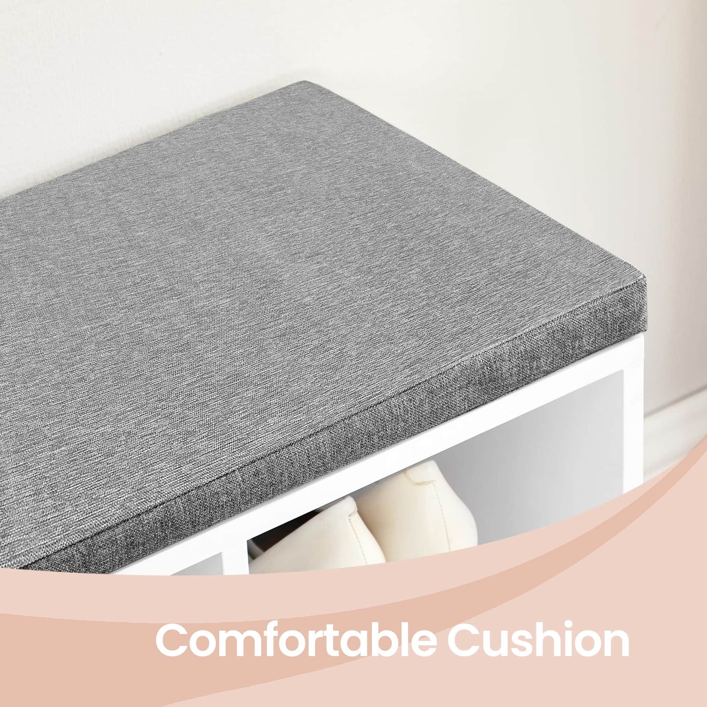 Entryway Storage Bench - White - Wooden