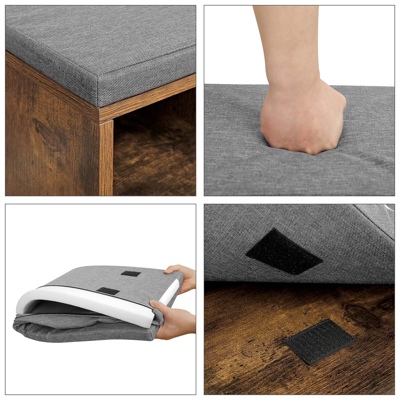 Shoe Bench - Rustic Brown and Grey - Wooden