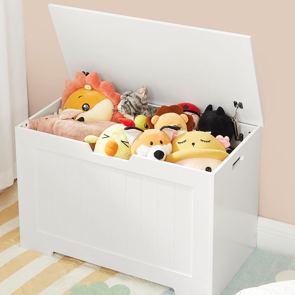 Storage Bench - MDF - White - Large Capacity for Shoes and Toys