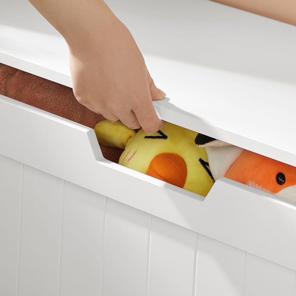 Storage Bench - MDF - White - Large Capacity for Shoes and Toys