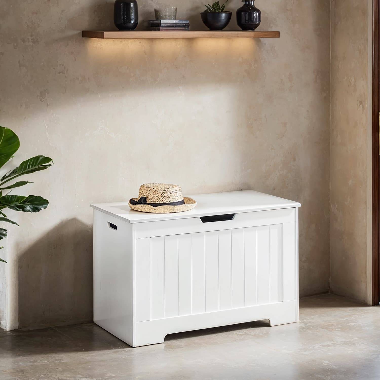 Entryway Storage Cabinet - MDF - White - Multi-functional Shoe Bench and Toy Box