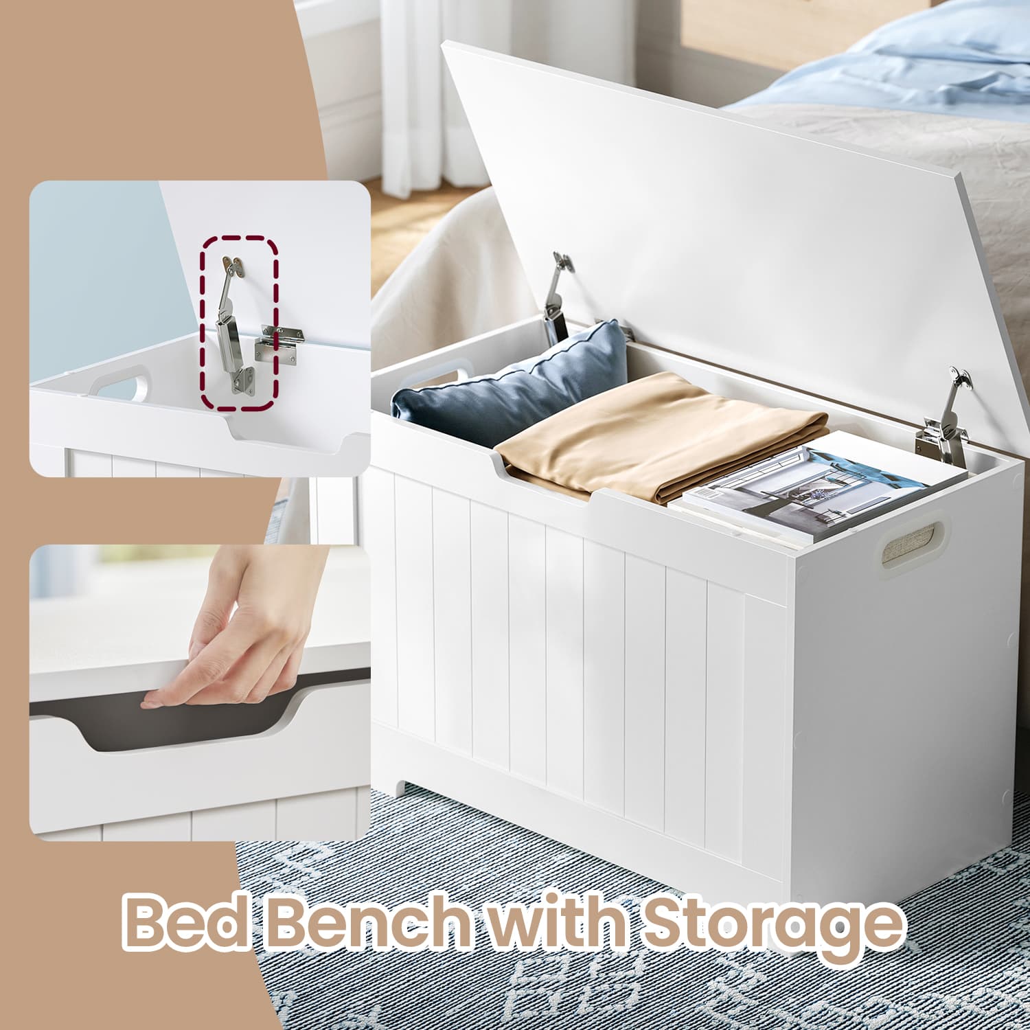 Entryway Storage Cabinet - MDF - White - Multi-functional Shoe Bench and Toy Box