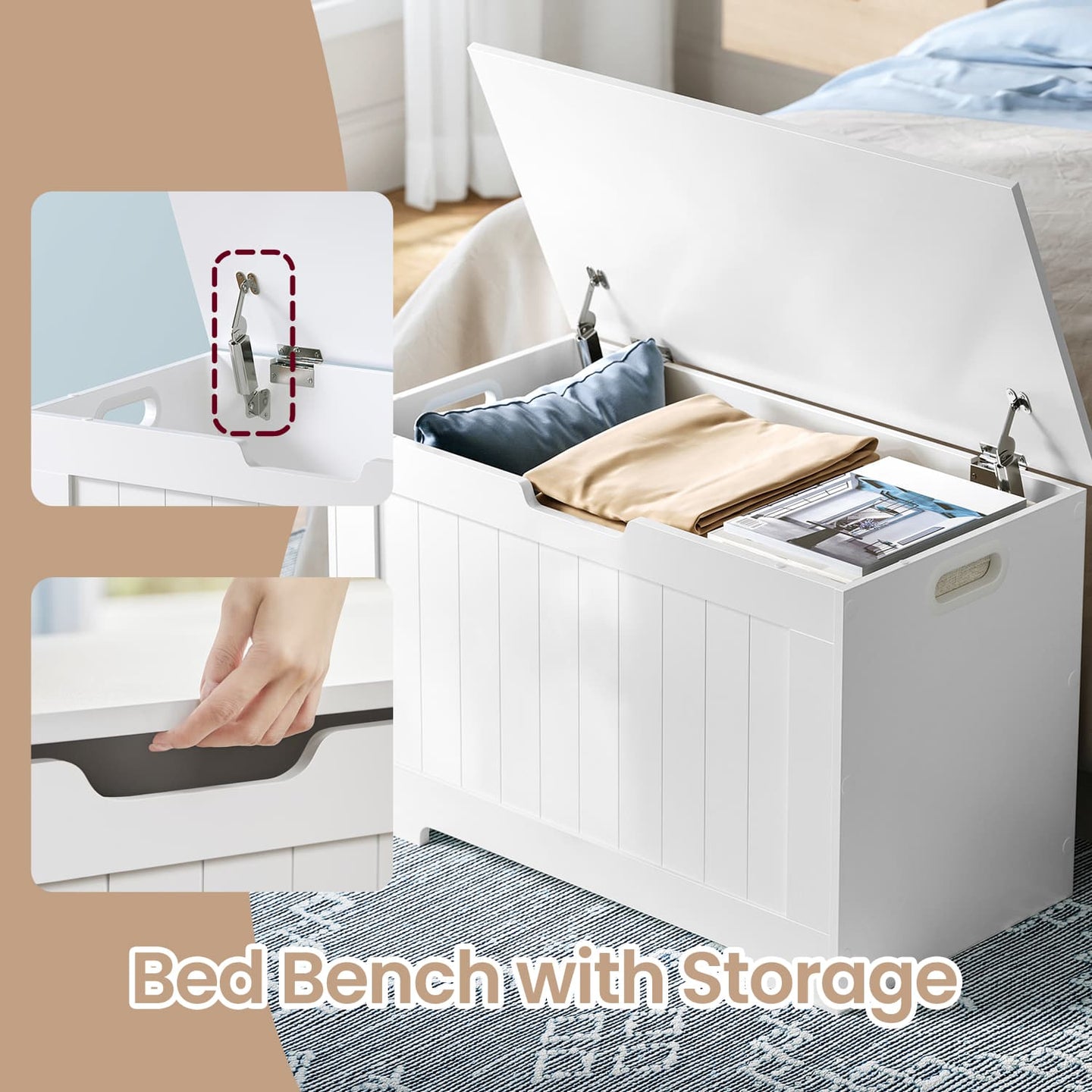 Entryway Storage Cabinet - MDF - White - Multi-functional Shoe Bench and Toy Box