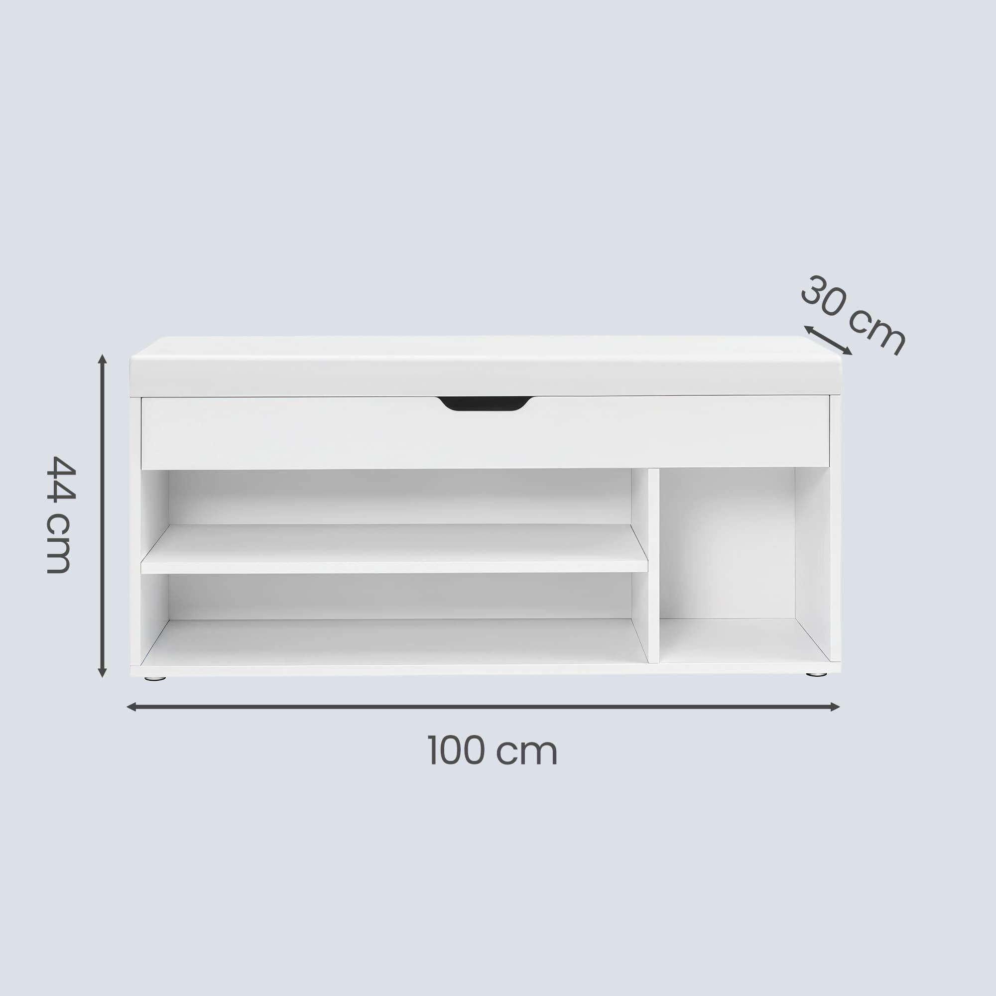 Entryway Storage Bench - Wood - White - Padded Seat with Hidden Compartments and Shelves