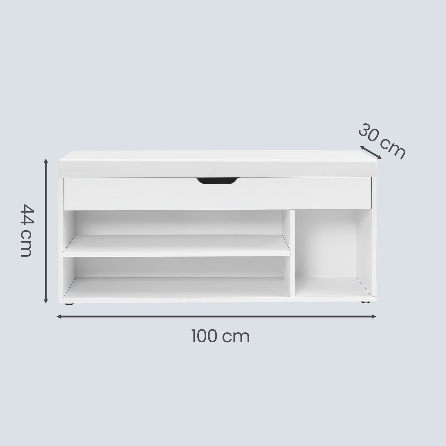 Entryway Storage Bench - Wood - White - Padded Seat with Hidden Compartments and Shelves