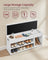 Storage Bench - Wood - White - Padded Seat with Hidden Chest and 2 Shelves