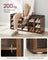 Shoe Rack Bench - Engineered Wood - Rustic and Caramel Brown - 15 Open Storage Compartments with Cushion