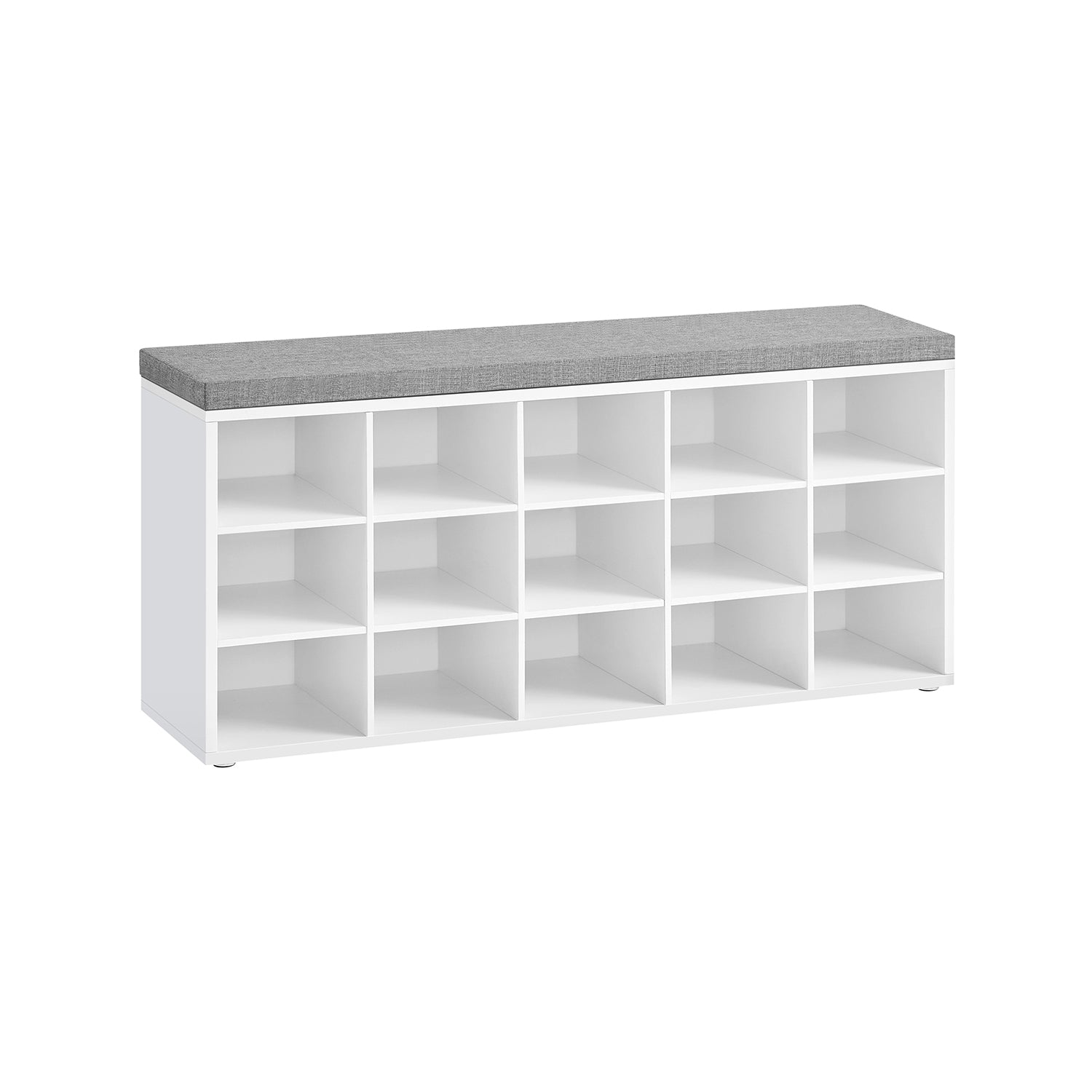 Shoe Rack - Wood and Foam - White and Dove Grey - with Seat Cloud