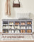 Shoe Rack - Wood - Cloud White - Shoe Bench with Cushion and 15 Open Storage Compartments
