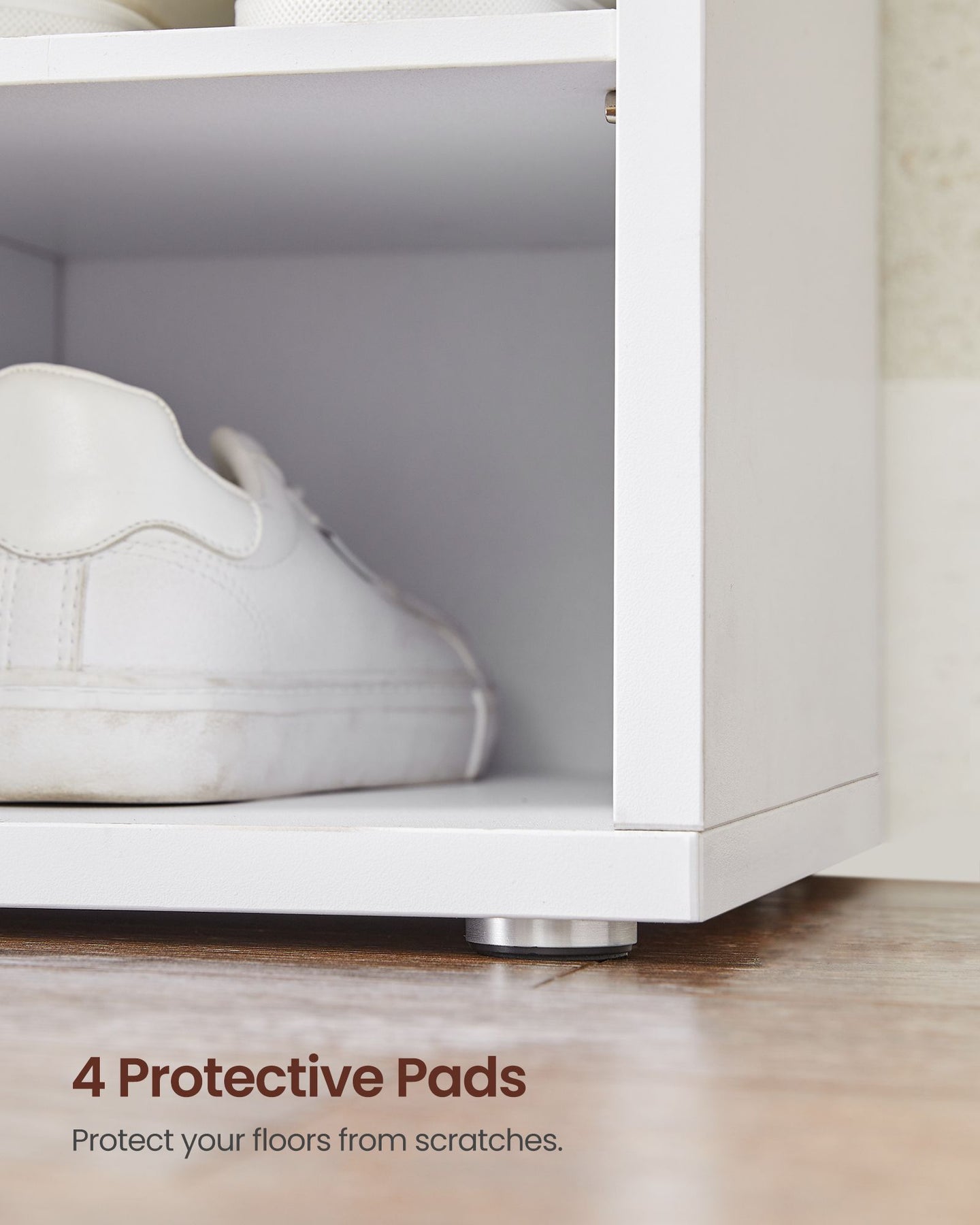 Shoe Rack - Wood - Cloud White - Shoe Bench with Cushion and 15 Open Storage Compartments