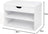 Shoe Bench - Wood - White and Gray - Padded Seat with Storage Compartments