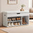 Shoe Storage Bench - Wood - White and Grey - Padded Seat with 3 Compartments