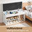 Shoe Storage Bench - Wood - White and Grey - Padded Seat with 3 Compartments