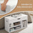 Shoe Storage Bench - Wood - White and Grey - Padded Seat with 3 Compartments
