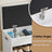 Shoe Storage Bench - Wood - White and Grey - Padded Seat with 3 Compartments
