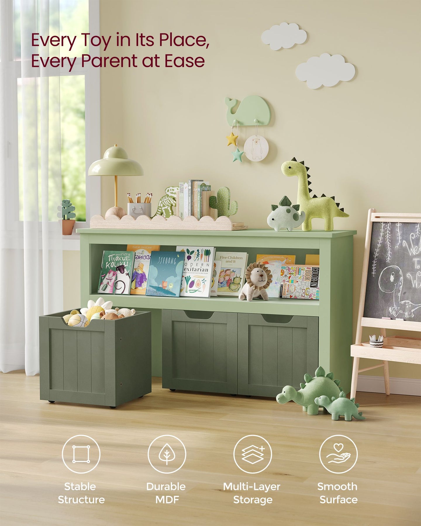Toy Storage Unit - Mobile with 3 Drawers - Wood - White