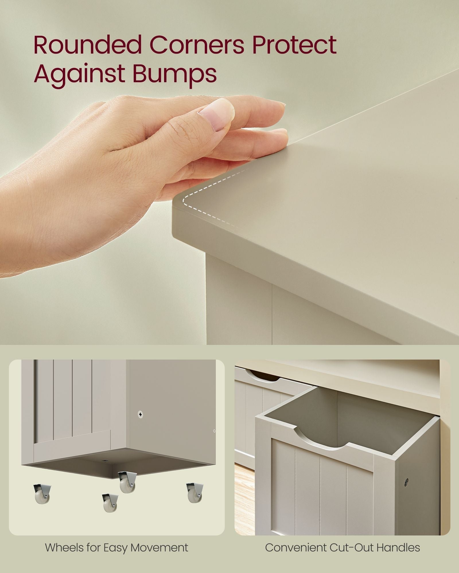 Toy Storage Unit - Engineered Wood - Sand Beige - Mobile Design with 3 Drawers