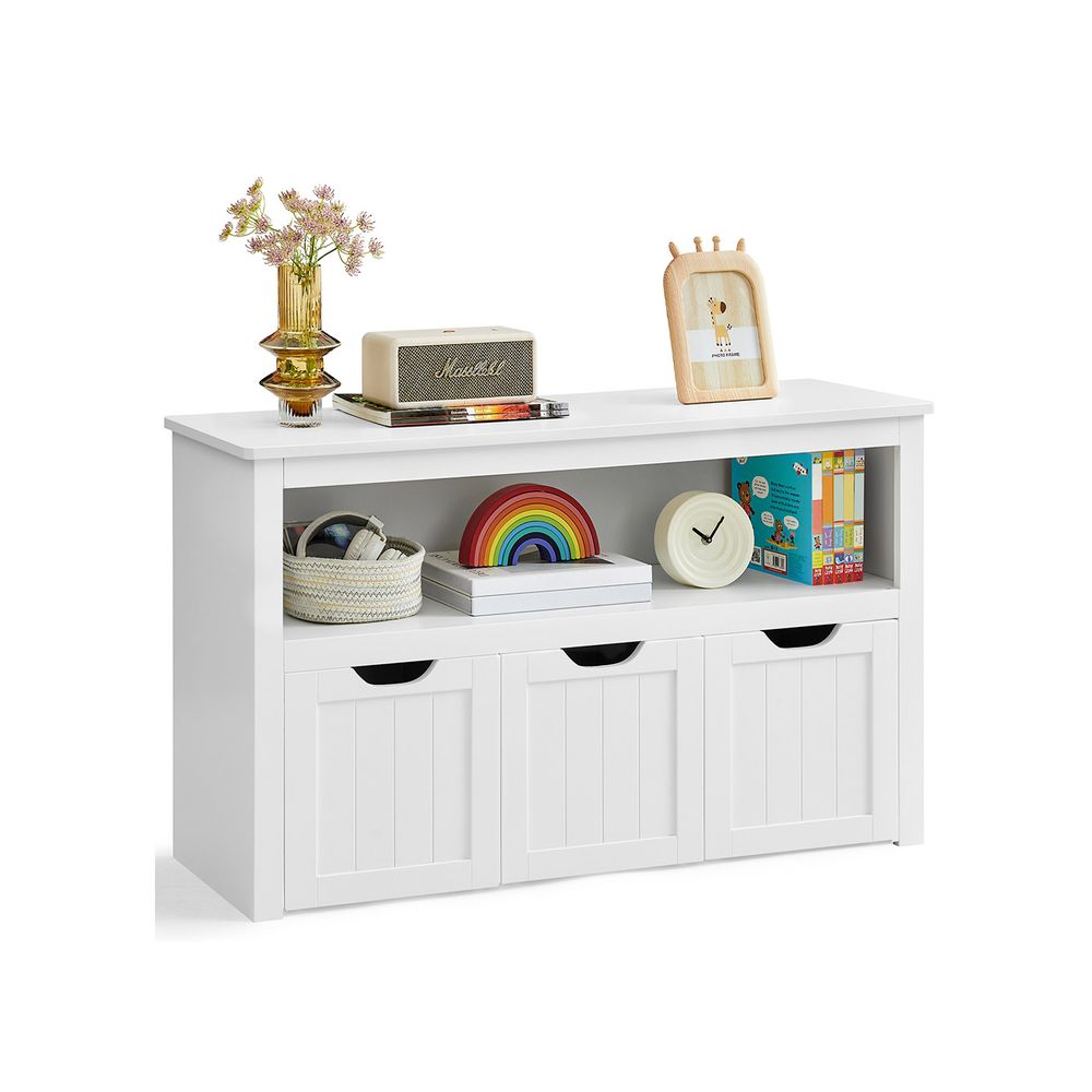 Toy Storage Unit - Mobile with 3 Drawers - Wood - White