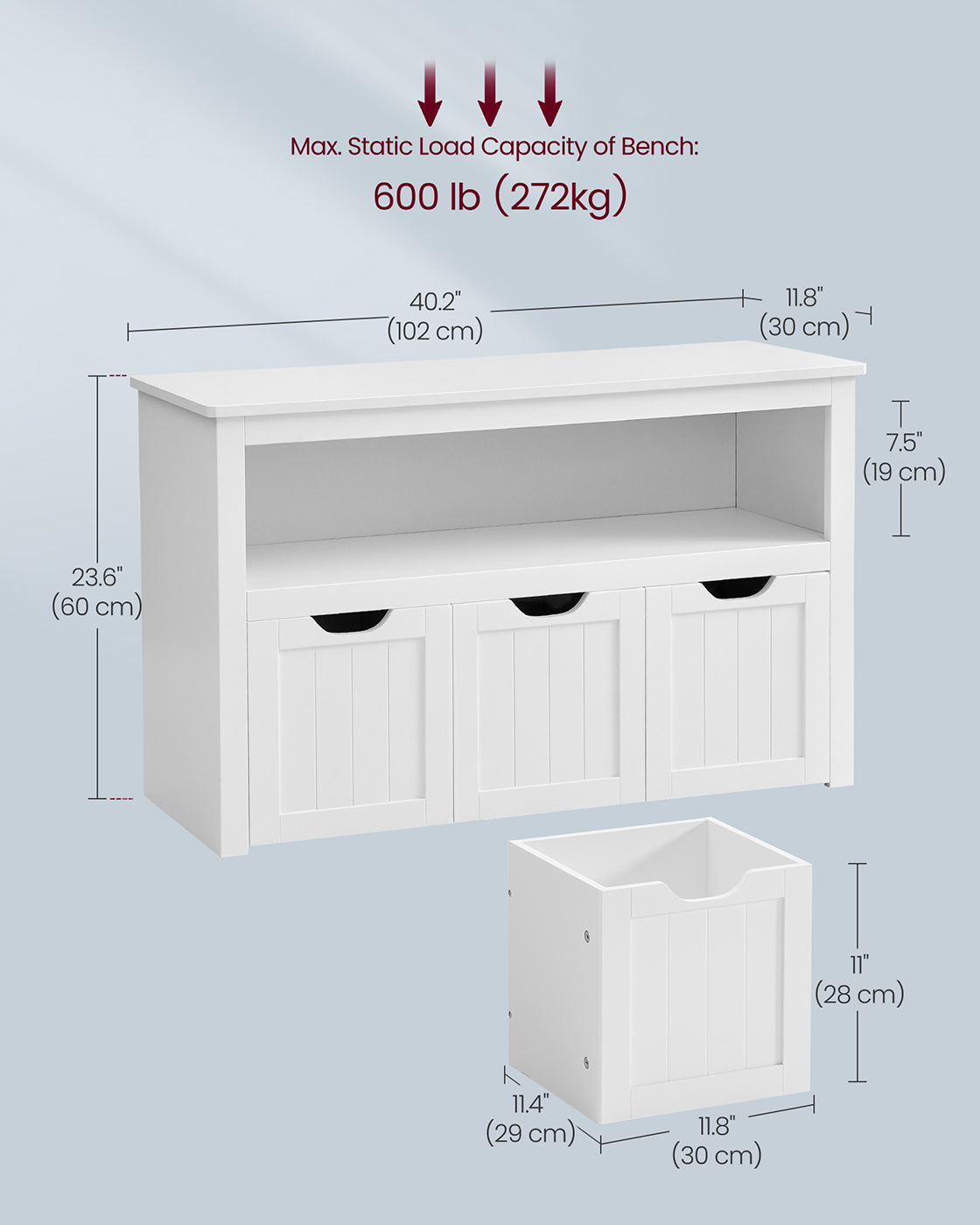 Toy Storage Unit - Mobile with 3 Drawers - Wood - White
