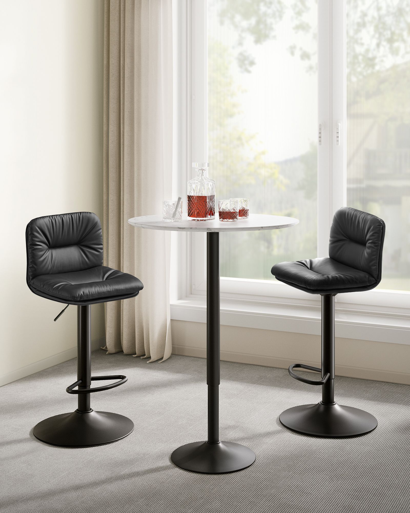 Bar Stools Set of 2 - PU - Adjustable