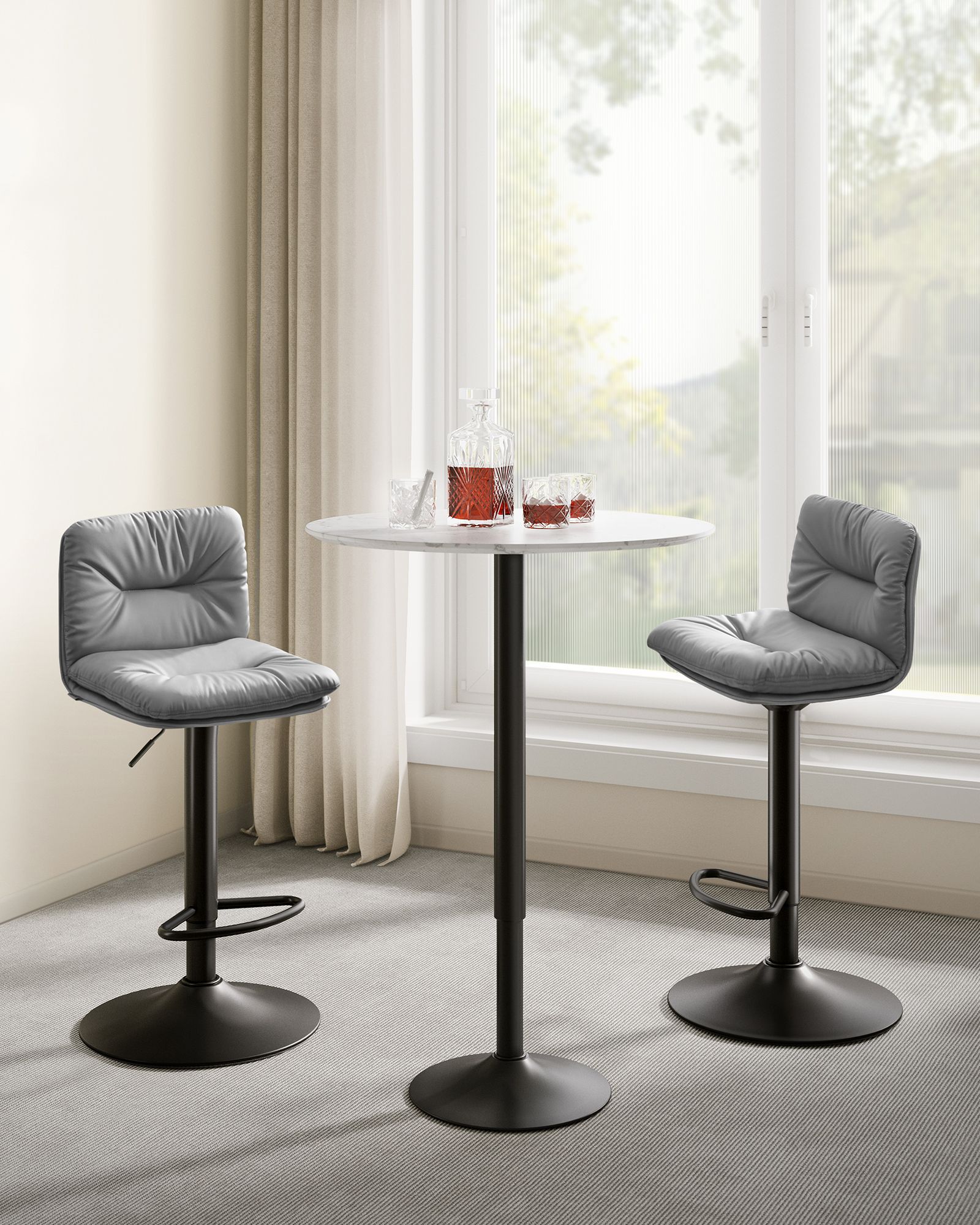 Bar Stools Set of 2 - PU - Adjustable